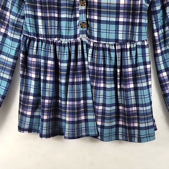 Allison Andrews Boho Winter Plaid Flannel Tiered Ruffle Hemline Blouse Size M - Picture 5 of 9